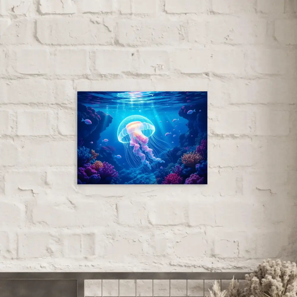 Jellyfish underwater art print from Fine Art Poster Glowing Wanderer Cosmic Drift
