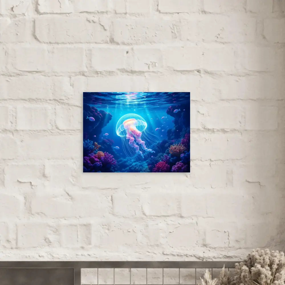 Jellyfish underwater art print on fine art poster Glowing Wanderer Cosmic Drift PixiOnyx Ocean Reverie