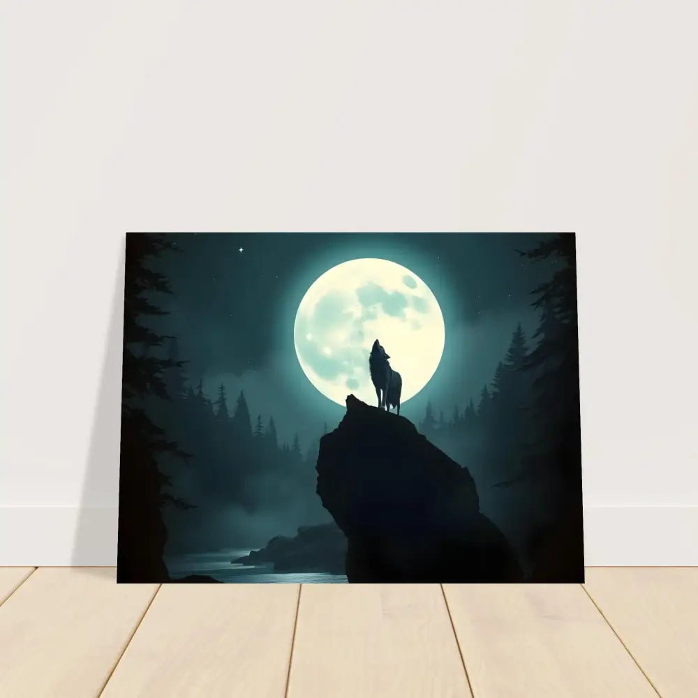 Wolf howling at the moon canvas print for Fine Art Poster – Howling at the Moon PixiOnyx Lunar Reverie