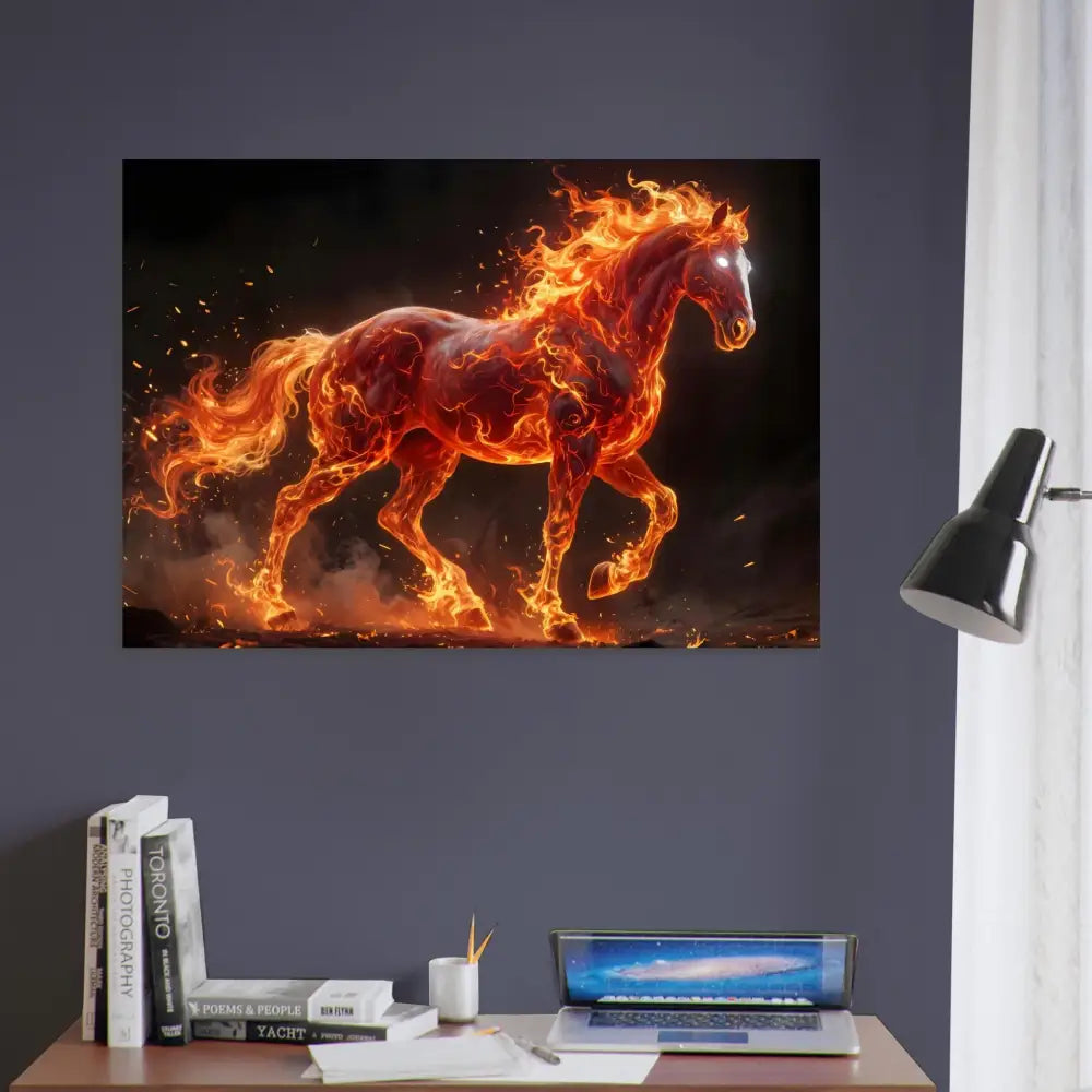 Fine art canvas print of Inferno Stallion capturing fiery elemental power