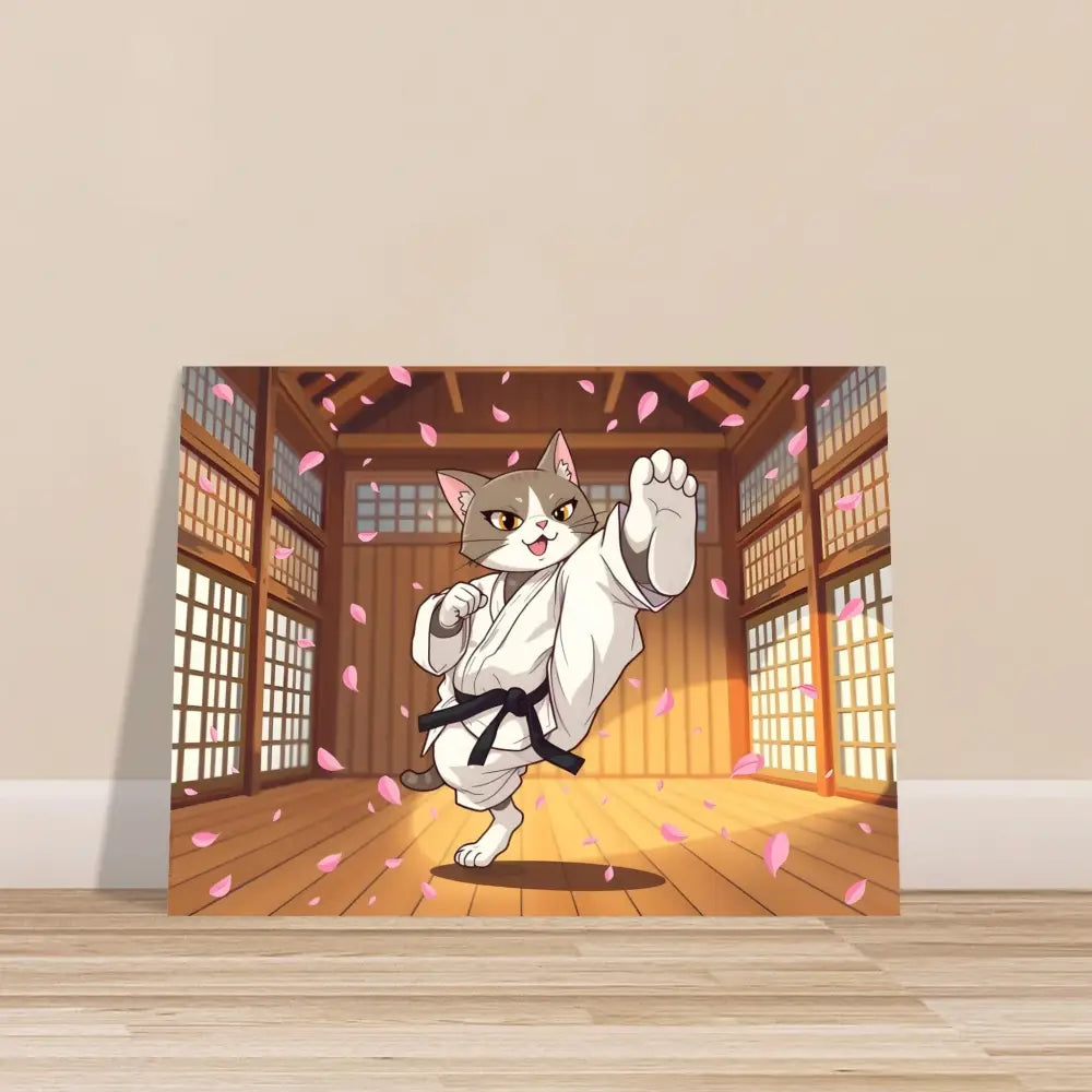 Karate Cat canvas print from Fine Art Poster Cherry Blossom Showdown by PixiOnyx