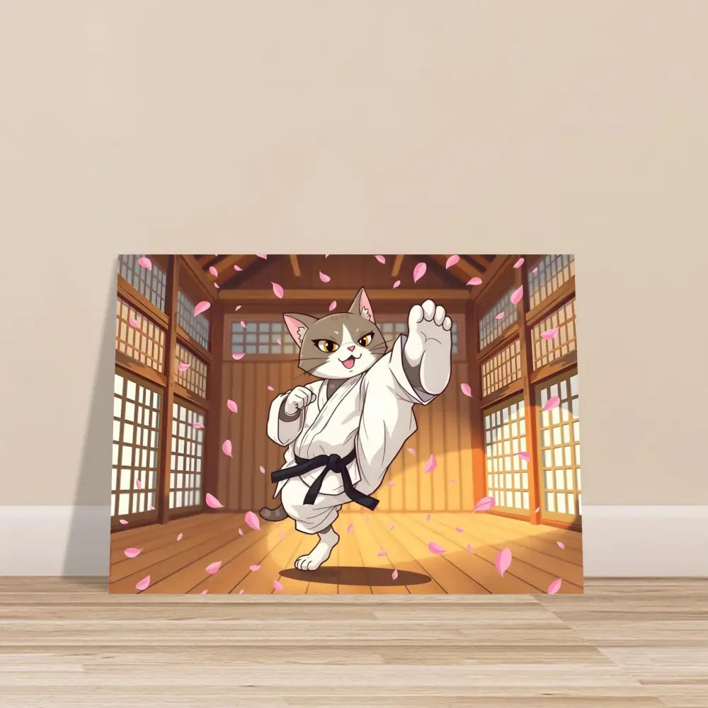 Karate Cat canvas print from Cherry Blossom Showdown Fine Art Poster by PixiOnyx