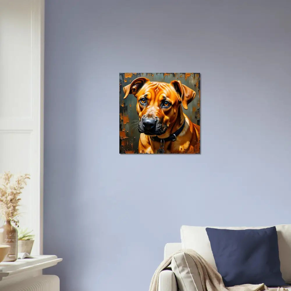 Fine art canvas print of a brown dog showcasing a soulful stare captured in Loyal Gaze PixiOnyx
