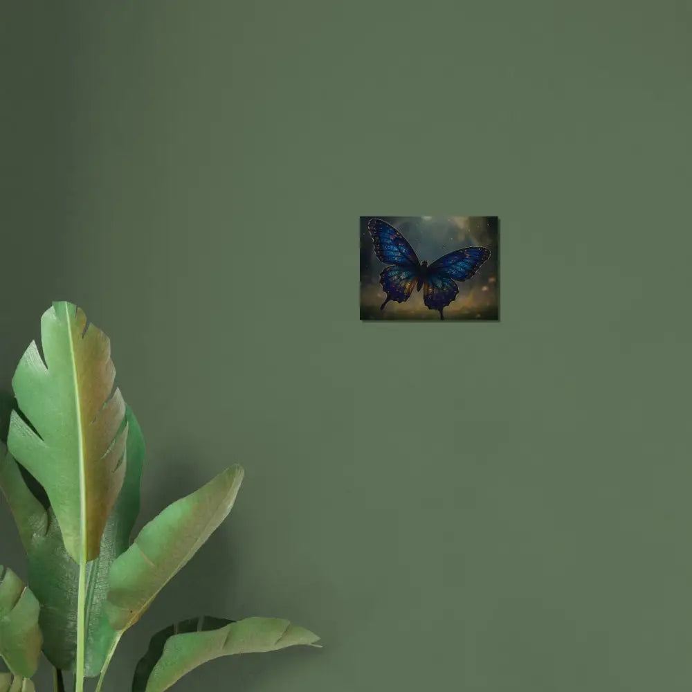 Blue butterfly artwork on Fine Art Poster Luminara Ascend by PixiOnyx Winged Elegance