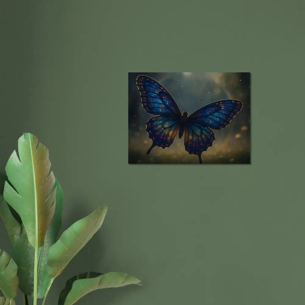 Blue and gold butterfly artwork featured in Fine Art Poster Luminara Ascend by PixiOnyx