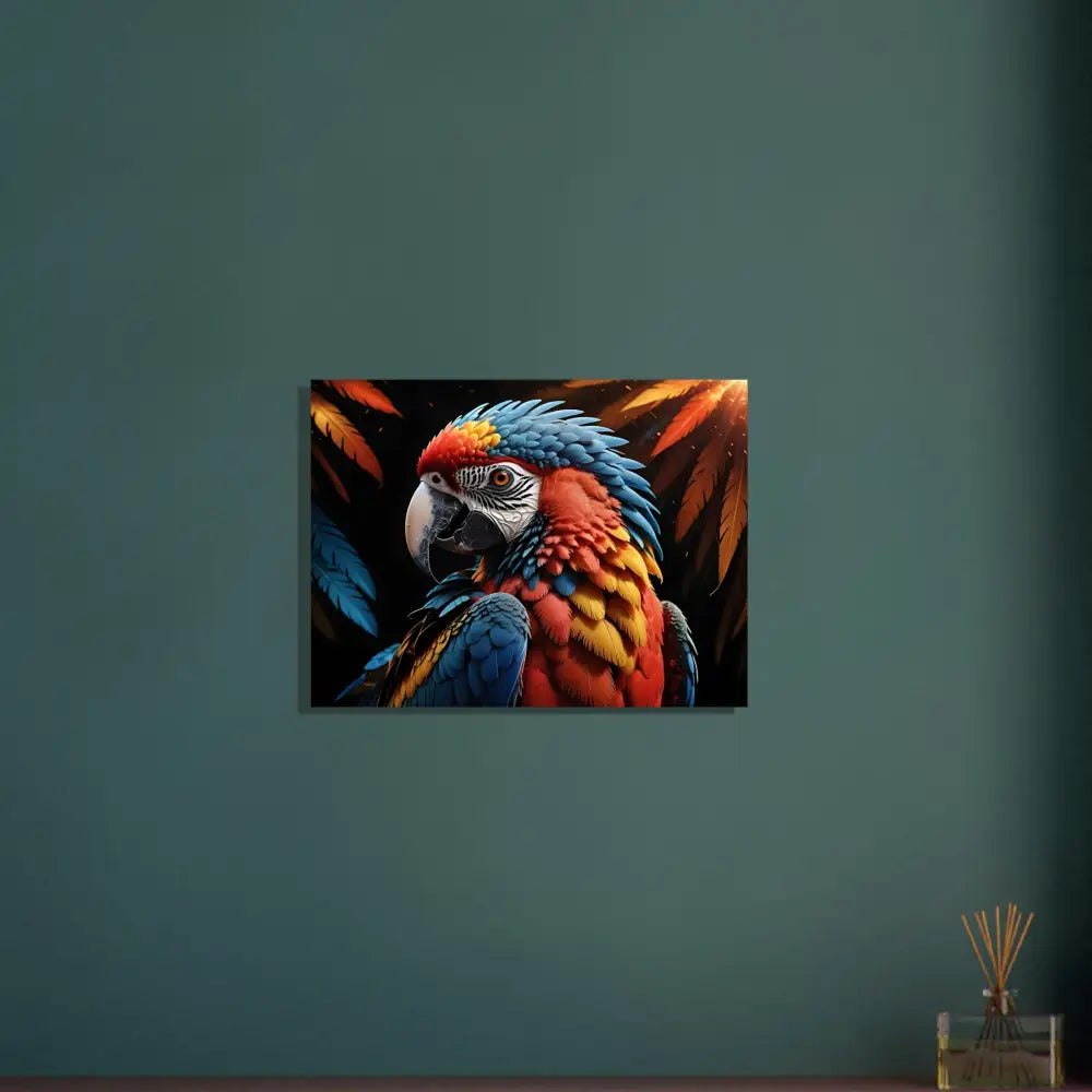 Colorful parrot art print featuring a Macaw Ascendant in vibrant nature tones