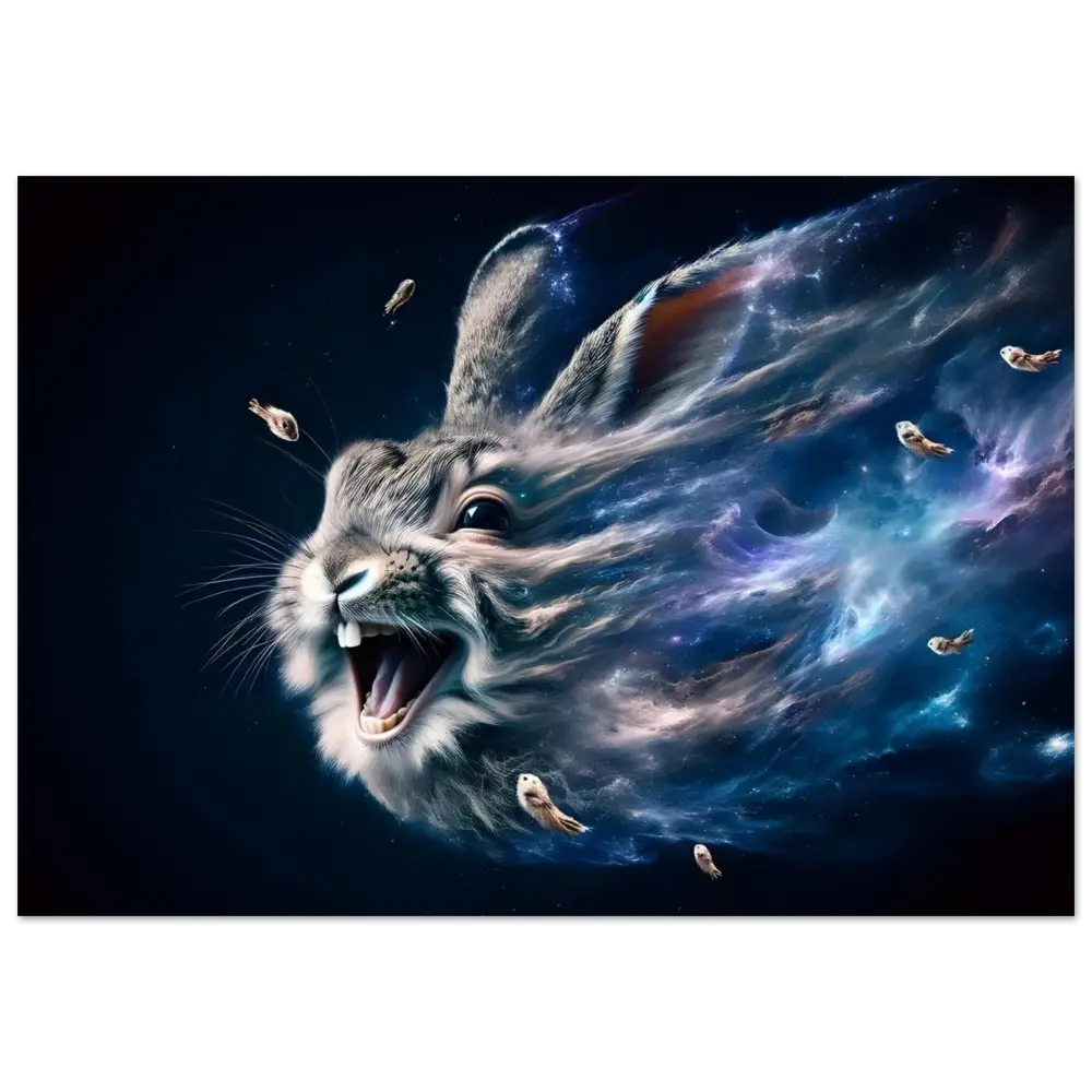 Cosmic rabbit head art from PixiOnyx Cosmic Reverie Print Fine Art Poster Nebula Howl