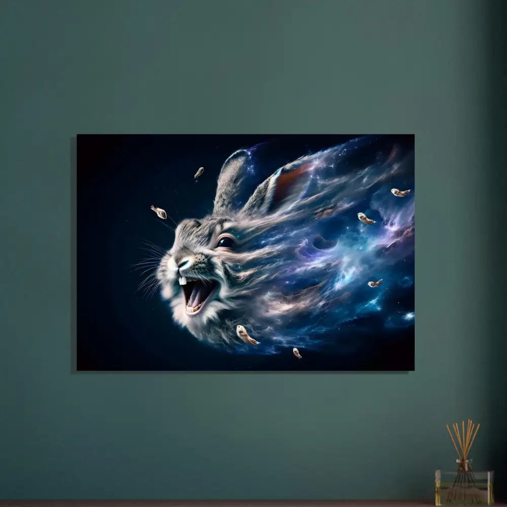 Nebula-infused rabbit head art from PixiOnyx Cosmic Reverie Poster series