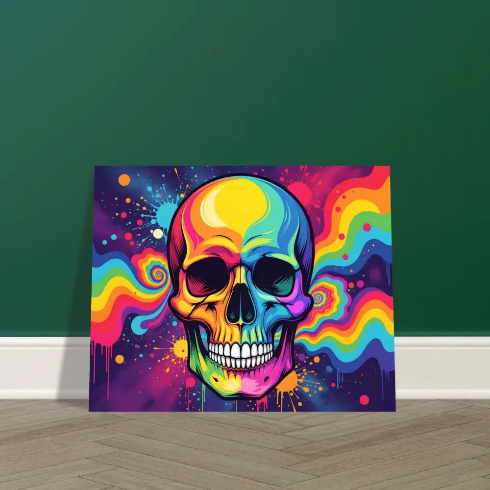 Colorful skull artwork for Neon Psychedelic Skull Fine Art Poster by PixiOnyx