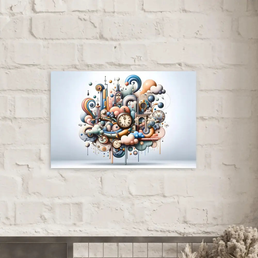 Whimsical cartoon clockwork collage from Fine Art Poster Pastel Mechanica by PixiOnyx