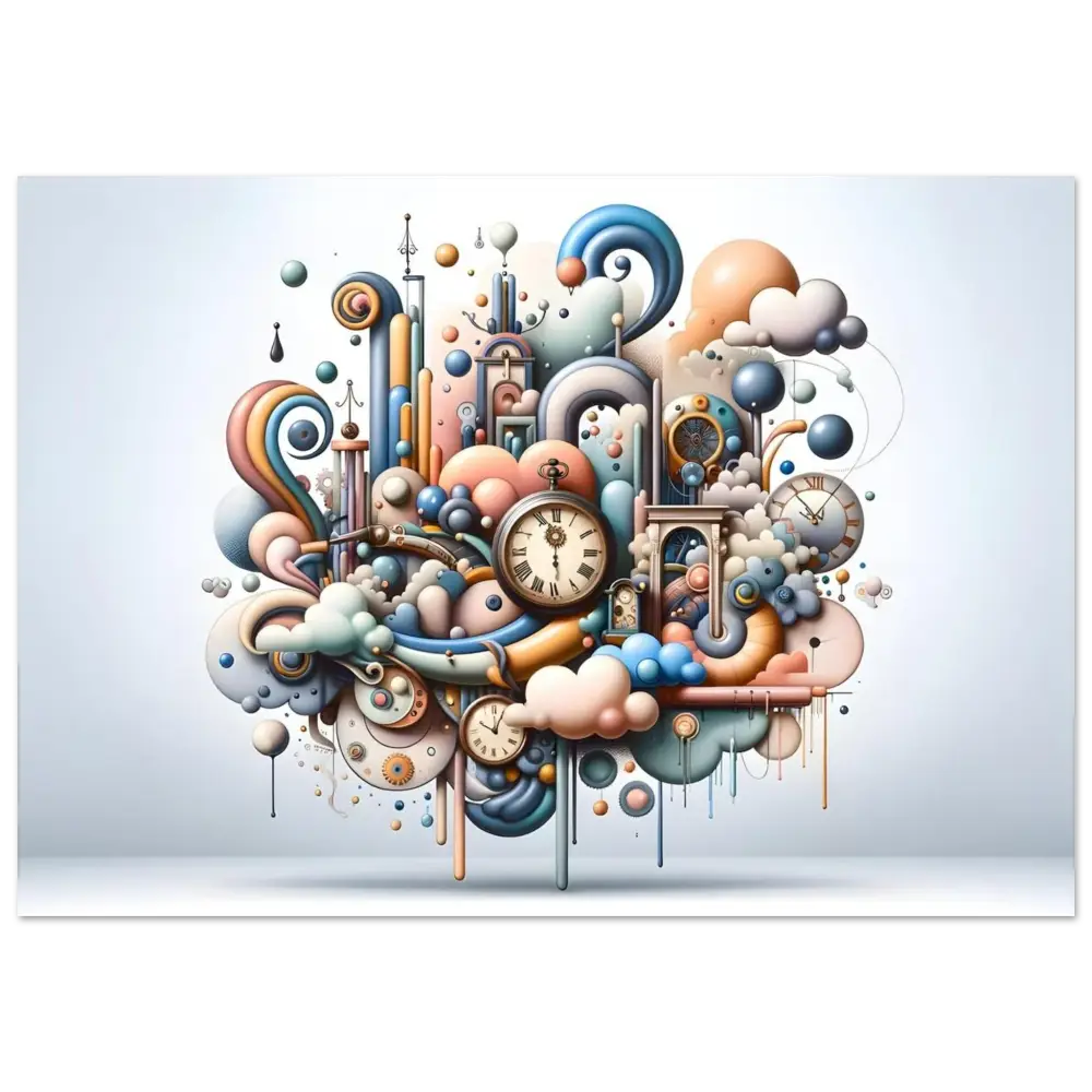 Whimsical clockwork dreamscape from Fine Art Poster Pastel Mechanica Surreal Statement Print