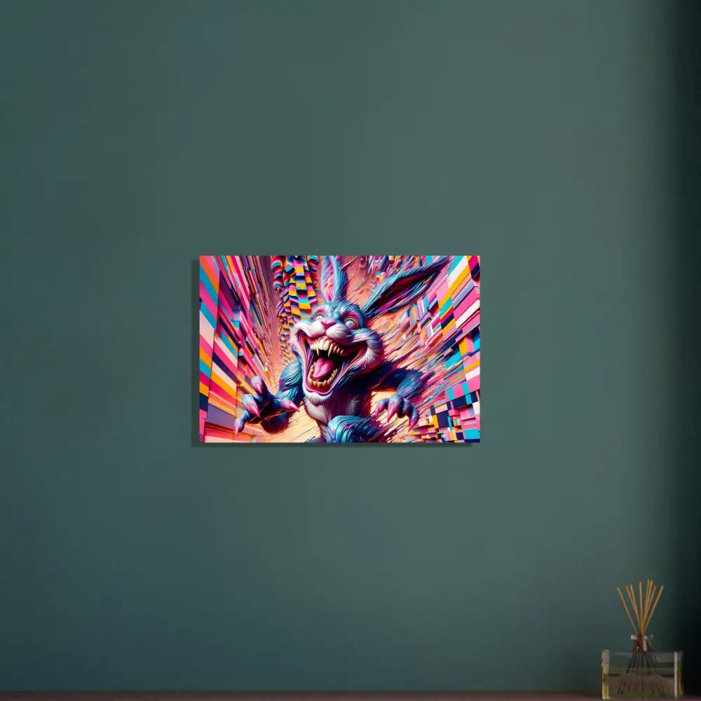 Colorful menacing rabbit artwork for Fine Art Poster Pixel Panic Psycho Cottontail Quartet