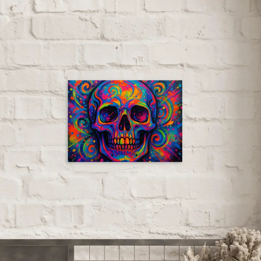 Colorful skull art displayed on Fine Art Poster Psychedelic Skull Eruption PixiOnyx Cosmic Display