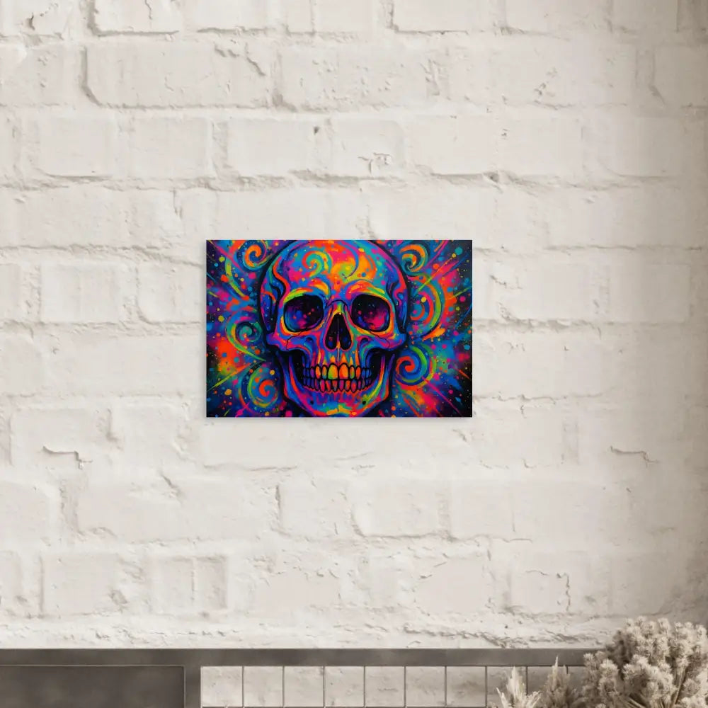 Colorful skull art poster for Psychedelic Skull Eruption by PixiOnyx Cosmic Display
