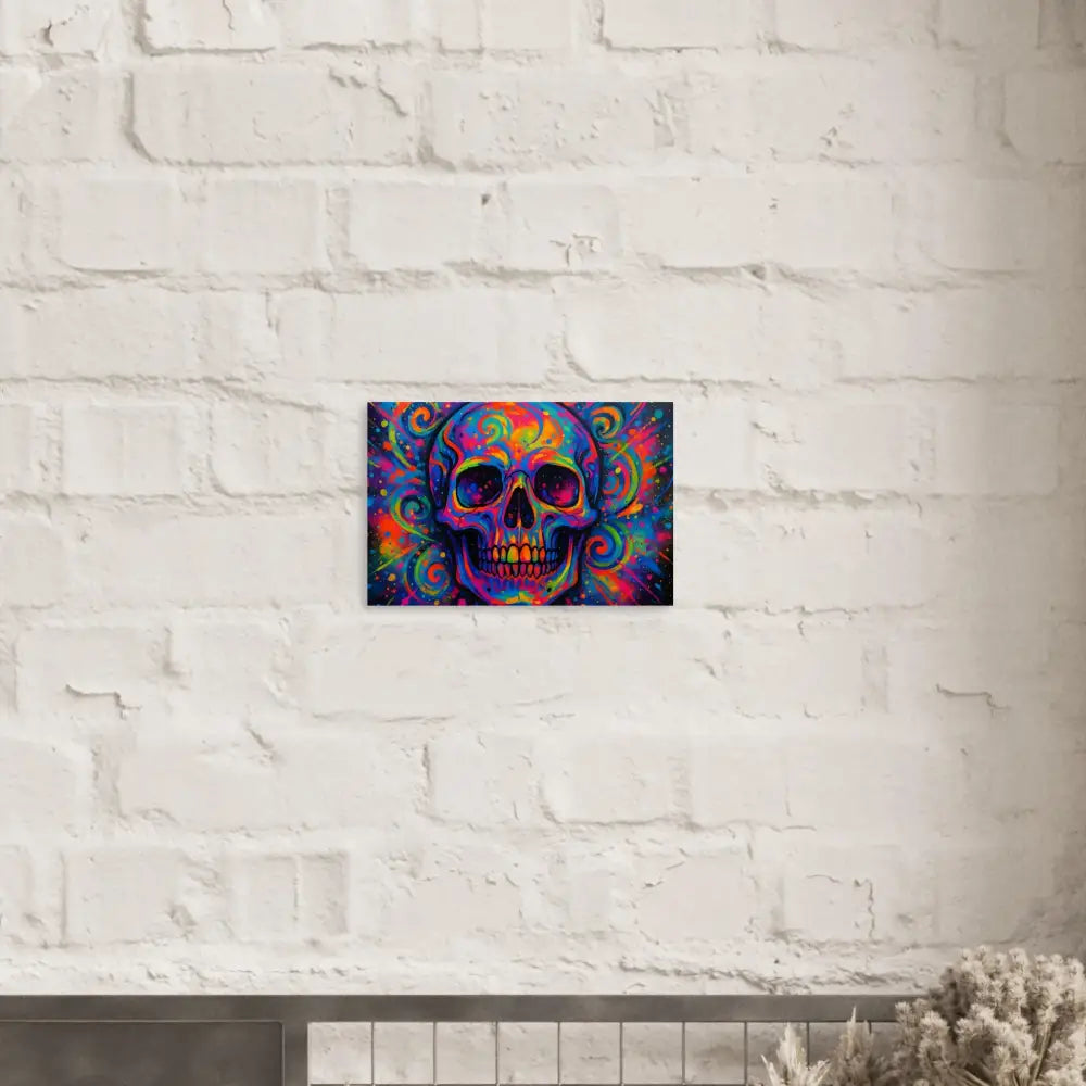 Colorful skull art poster for Psychedelic Skull Eruption by PixiOnyx Cosmic Display