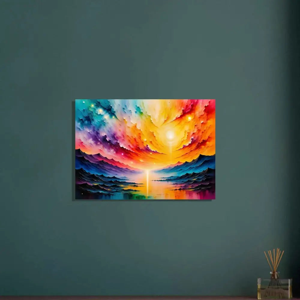 Ultra-vivid abstract landscape of a radiant horizon on canvas in Fine Art Poster PixiOnyx