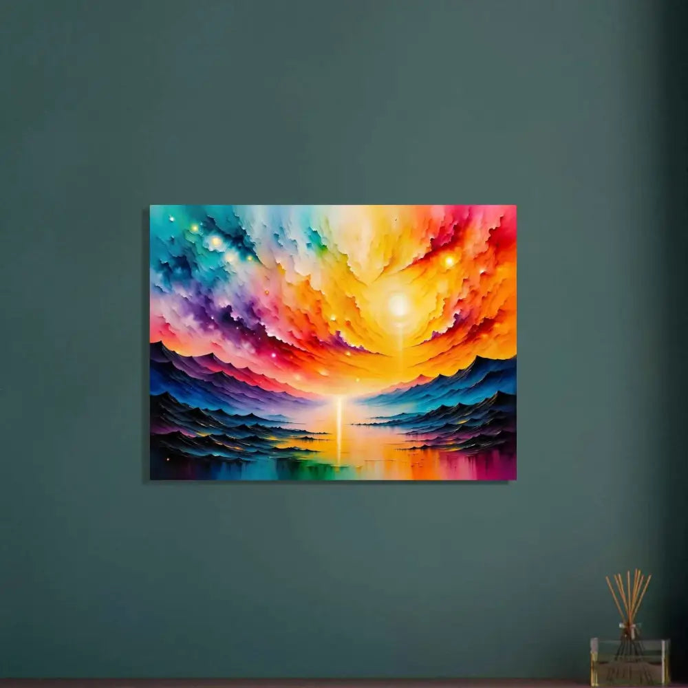 Ultra-vivid abstract landscape painting of radiant horizon for fine art posters