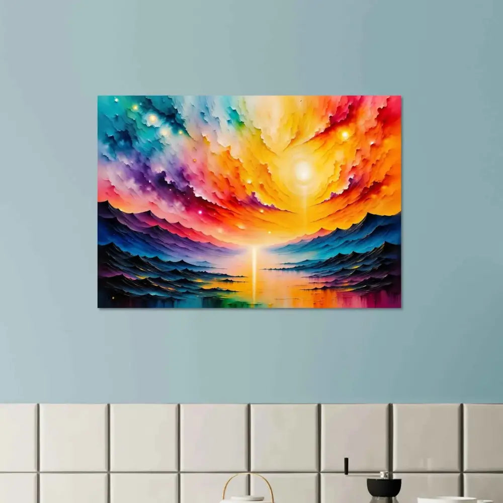 Ultra-vivid abstract landscape painting of radiant horizon in Fine Art Poster PixiOnyx