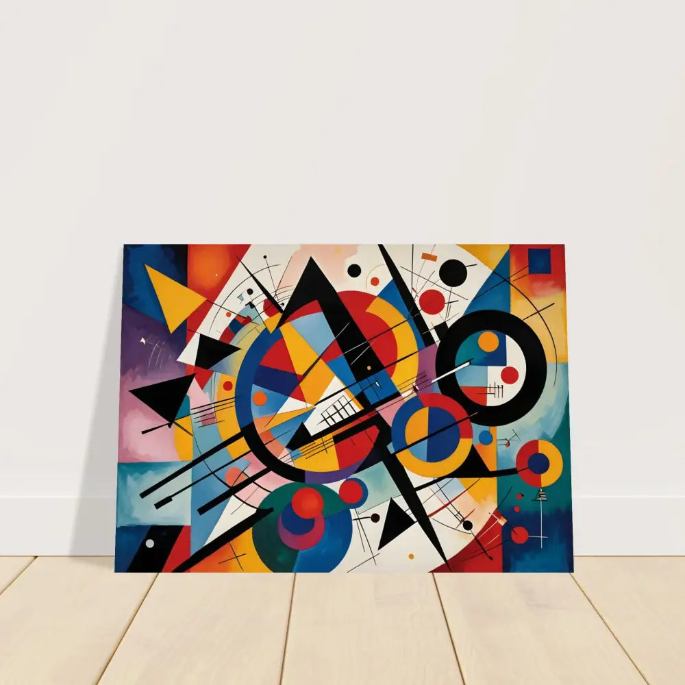 Abstract geometric painting featured in Fine Art Poster Rhythmic Geometry by PixiOnyx