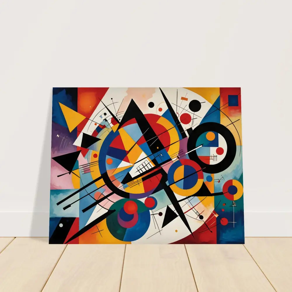 Abstract geometric painting featured in Fine Art Poster Rhythmic Geometry by PixiOnyx