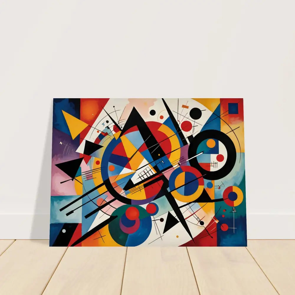 Abstract geometric painting showcasing vibrant shapes on the Fine Art Poster Rhythmic Geometry