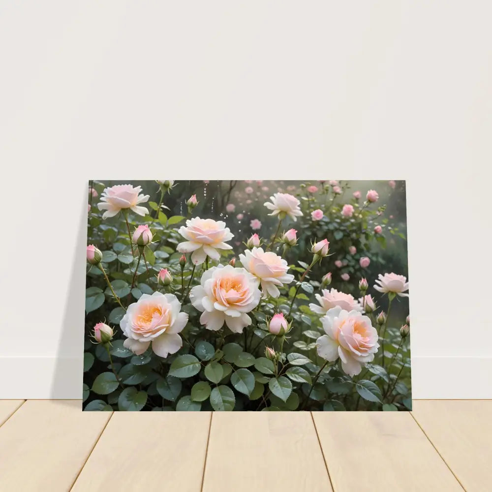 Floral canvas print titled Fine Art Poster Soft Petal Symphony by PixiOnyx Botanical Dreamscape