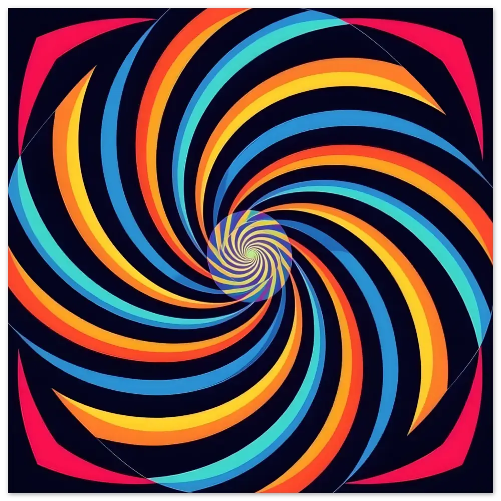 Colorful swirling optical illusion art on PixiOnyx Ultra-Detailed Fine Art Poster