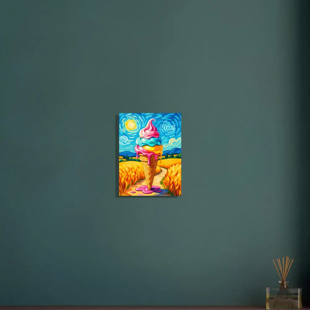 Colorful ice cream cone painting featured on Fine Art Poster Sunlit Swirl of Pastoral Chaos
