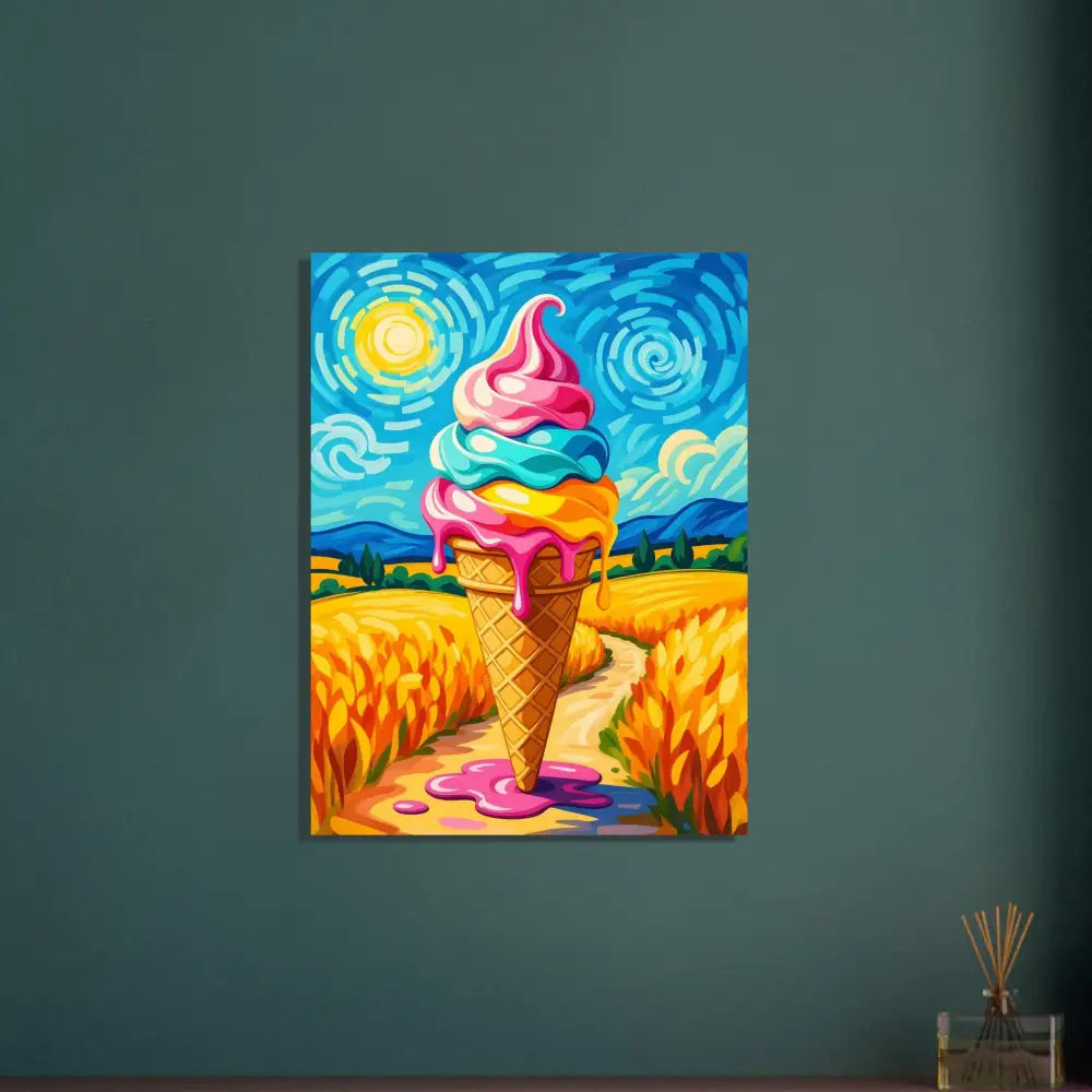 Colorful ice cream cone painting from Fine Art Poster Sunlit Swirl of Pastoral Chaos