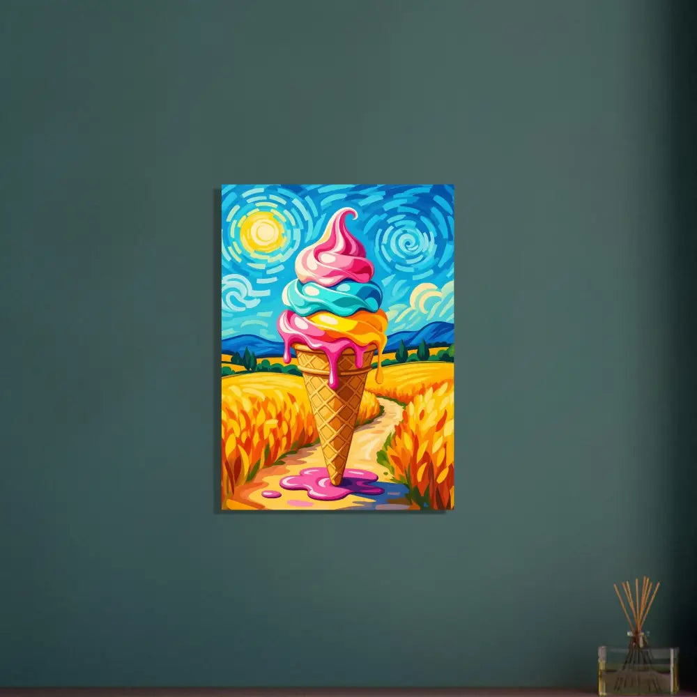 Colorful ice cream cone painting on the Fine Art Poster Sunlit Swirl of Pastoral Chaos