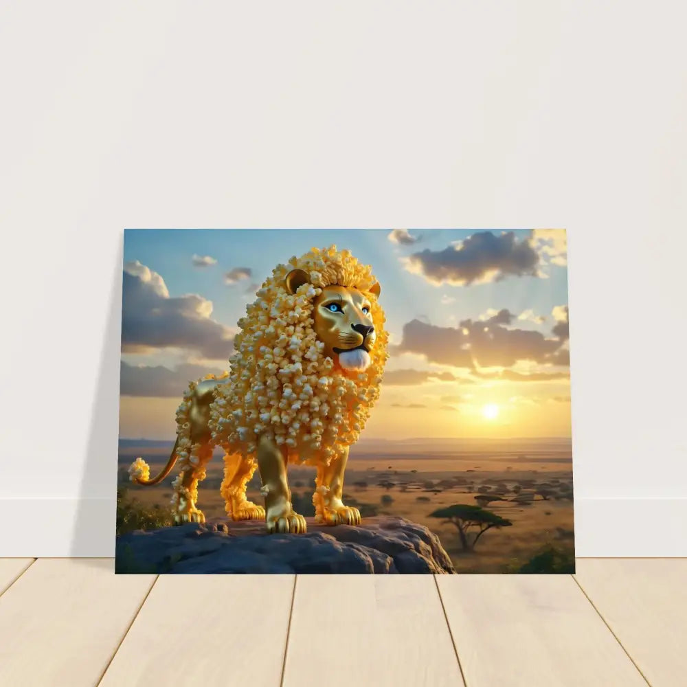 Lion artwork from PixiOnyx Whimsical Wilderness Fine Art Poster The Golden Kernel King