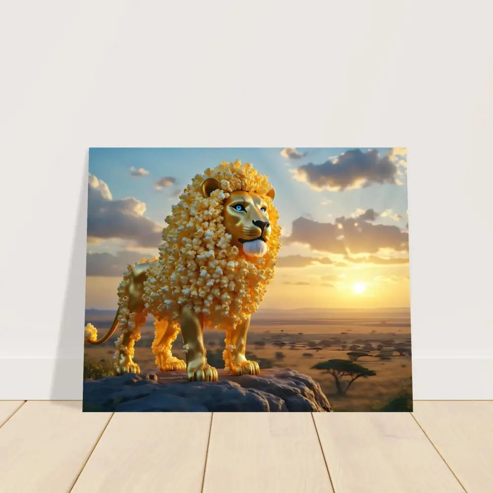 Lion artwork on Fine Art Poster The Golden Kernel King PixiOnyx Whimsical Wilderness