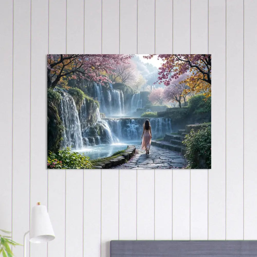 Waterfall landscape art poster titled The Waterfall Orchard by PixiOnyx Dreamscape Print