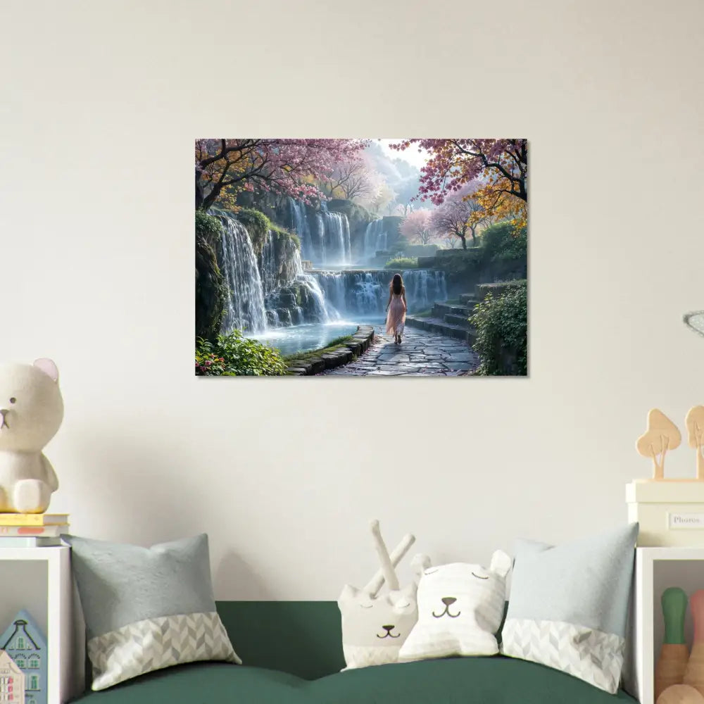 Waterfall landscape wall art in the Fine Art Poster The Waterfall Orchard PixiOnyx Dreamscape Print