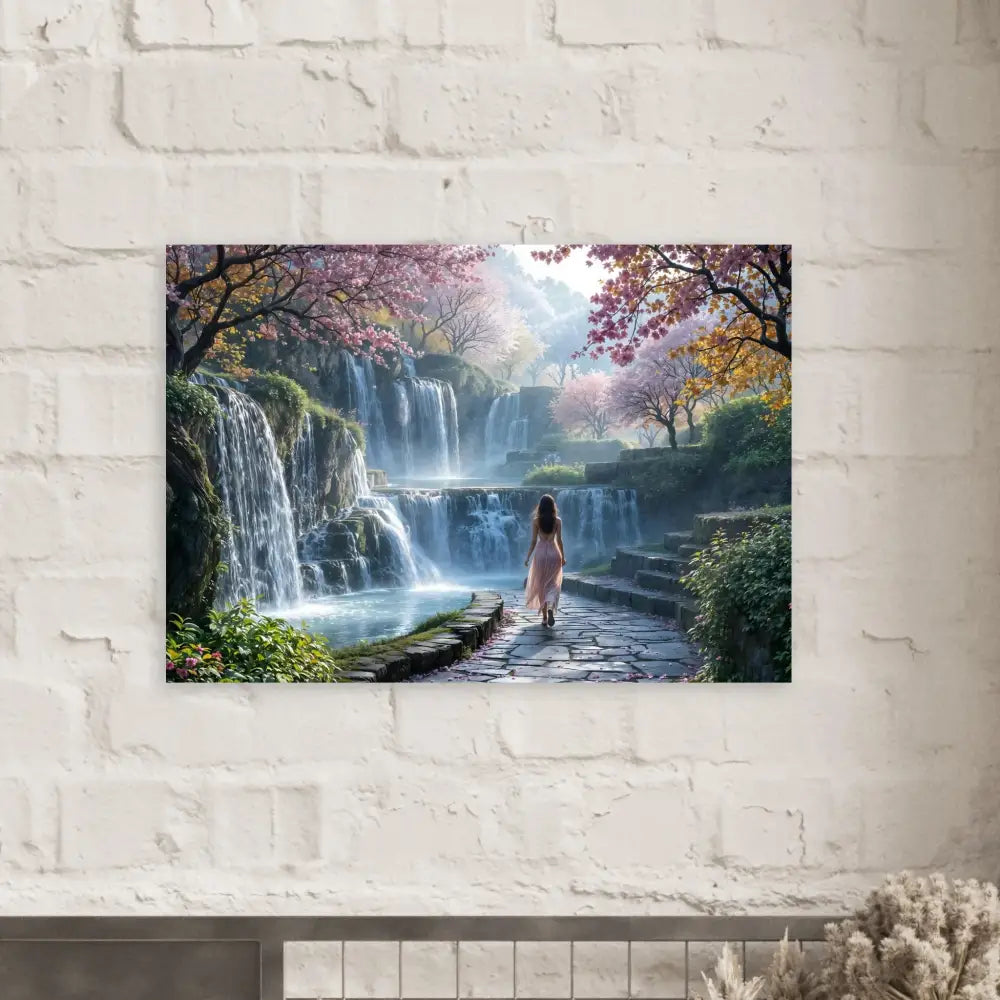 Waterfall landscape art poster titled The Waterfall Orchard by PixiOnyx Dreamscape Print