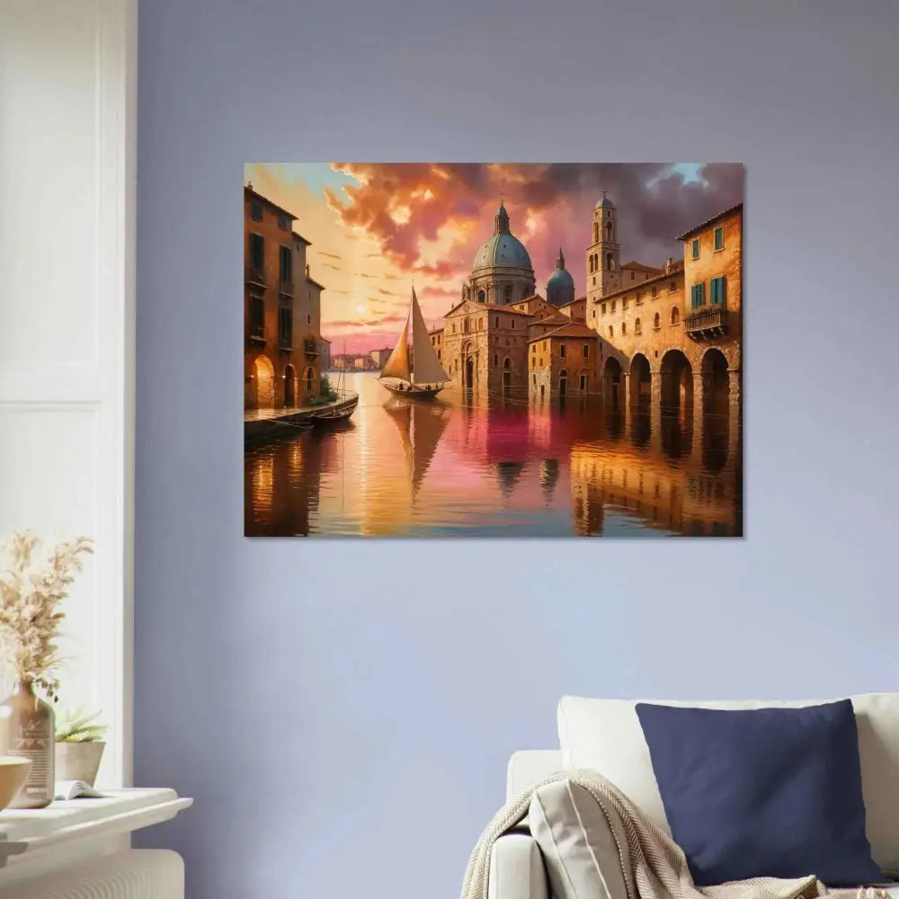 Venetian Reverie glowing canal dreamscape art on premium matte paper at sunset