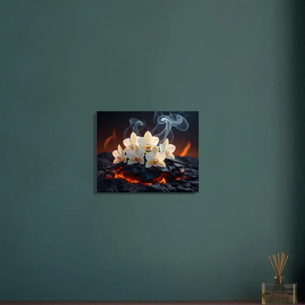 Floral artwork with swirling smoke on Fine Art Poster Volcanic Vanilla PixiOnyx print