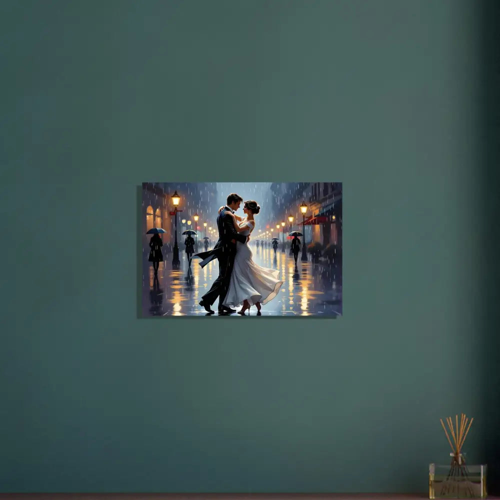 Romantic couple dancing in the rain on Fine Art Poster Waltz in the Rain PixiOnyx