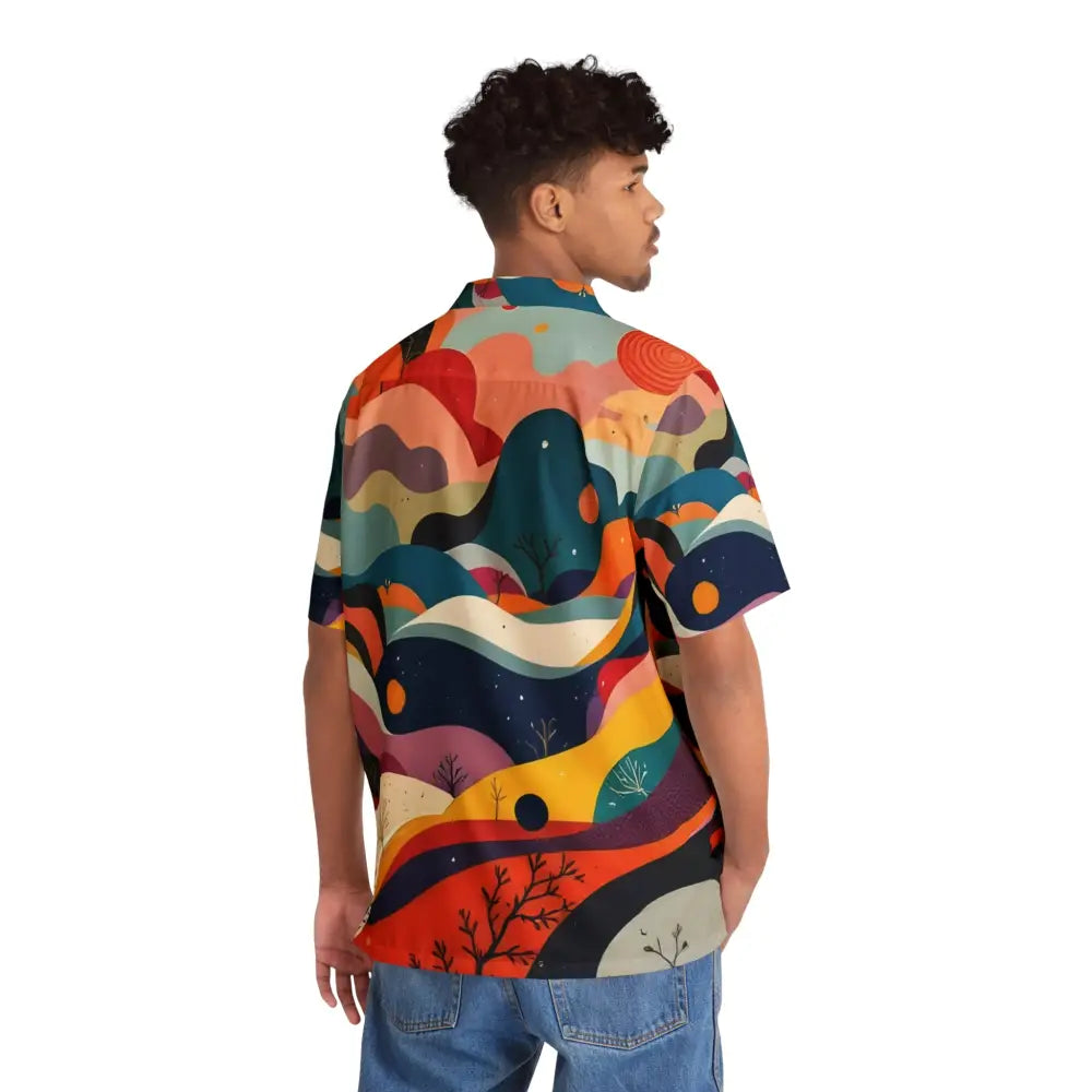 Colorful abstract-patterned short-sleeve Hawaiian shirt from Flowstate Mirage collection