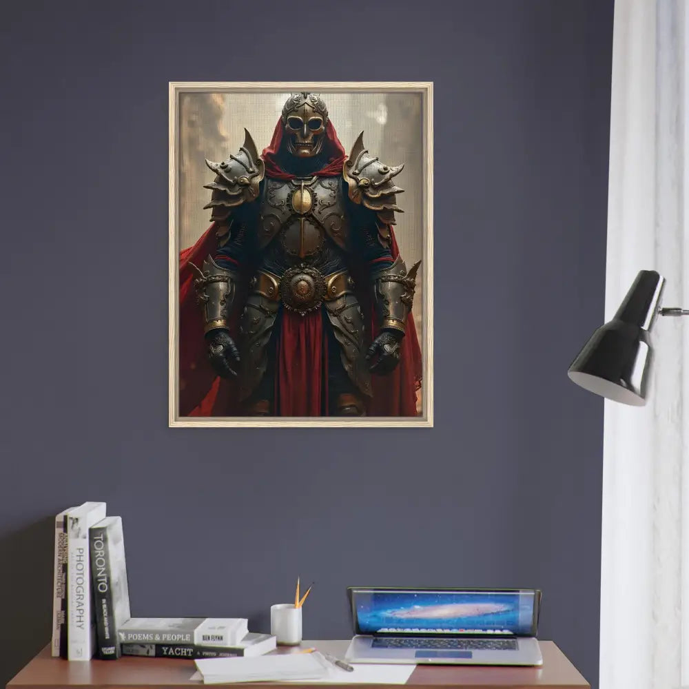 Framed knight portrait artwork from Steel Oath Crimson Valor collection on PixiOnyx