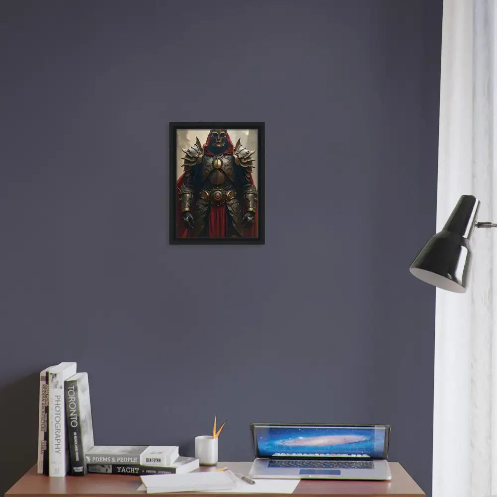 Framed Knight Artwork from Steel Oath PixiOnyx Crimson Valor Canvas Wall Decor