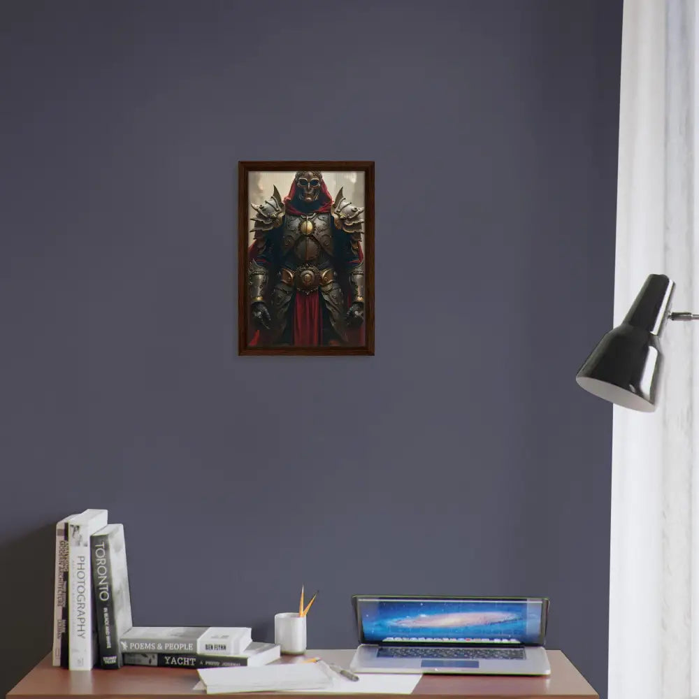 Framed Armoured Warrior Canvas artwork featuring a knight for Steel Oath Crimson Valor display