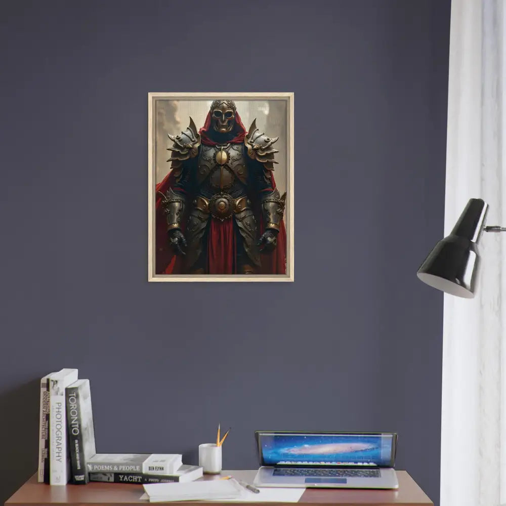 Framed knight portrait from Steel Oath Crimson Valor Canvas by PixiOnyx