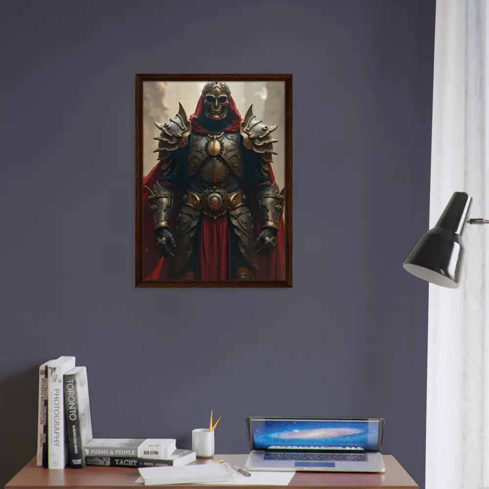 Framed Armoured Warrior Canvas artwork from Steel Oath by PixiOnyx Crimson Valor