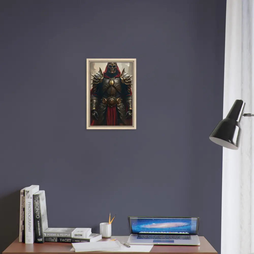 Framed Dark Knight artwork from Steel Oath Crimson Valor Canvas by PixiOnyx