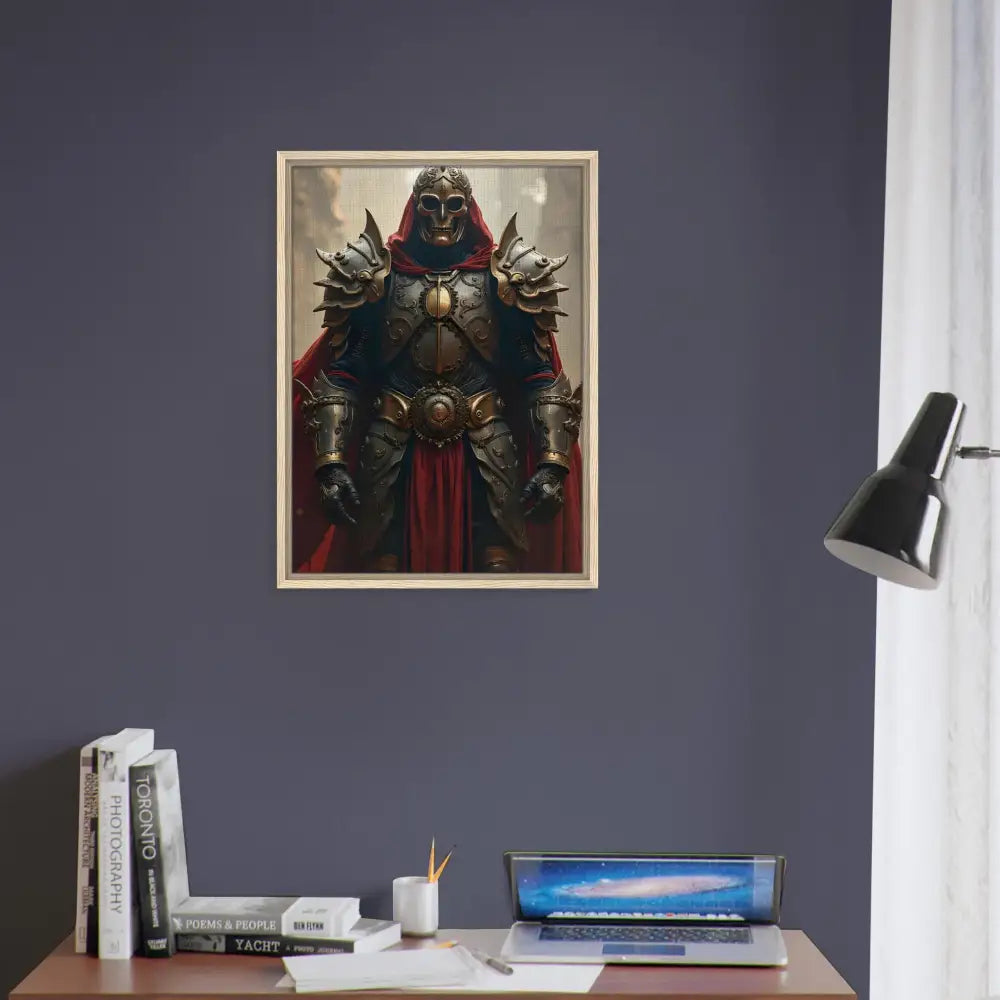 Framed knight artwork from Steel Oath PixiOnyx Crimson Valor collection