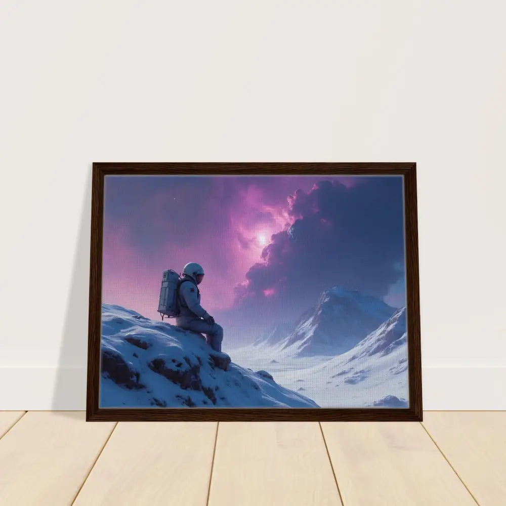 Framed astronaut landscape artwork in PixiOnyx Interstellar Frame Display