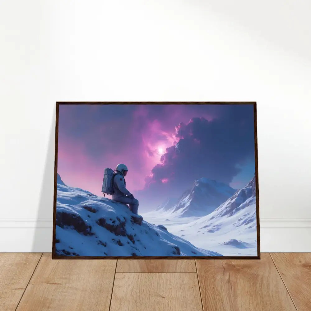 Framed astronaut art poster showcasing celestial solitude for home decor display