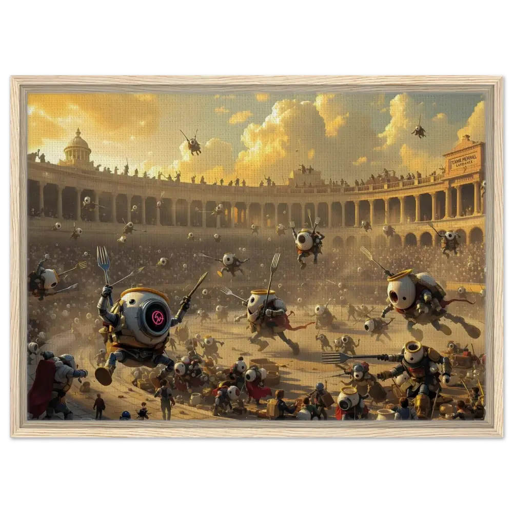 Framed Canvas of Robotic Gladiatorial Combat from PixiOnyx Coliseum Series