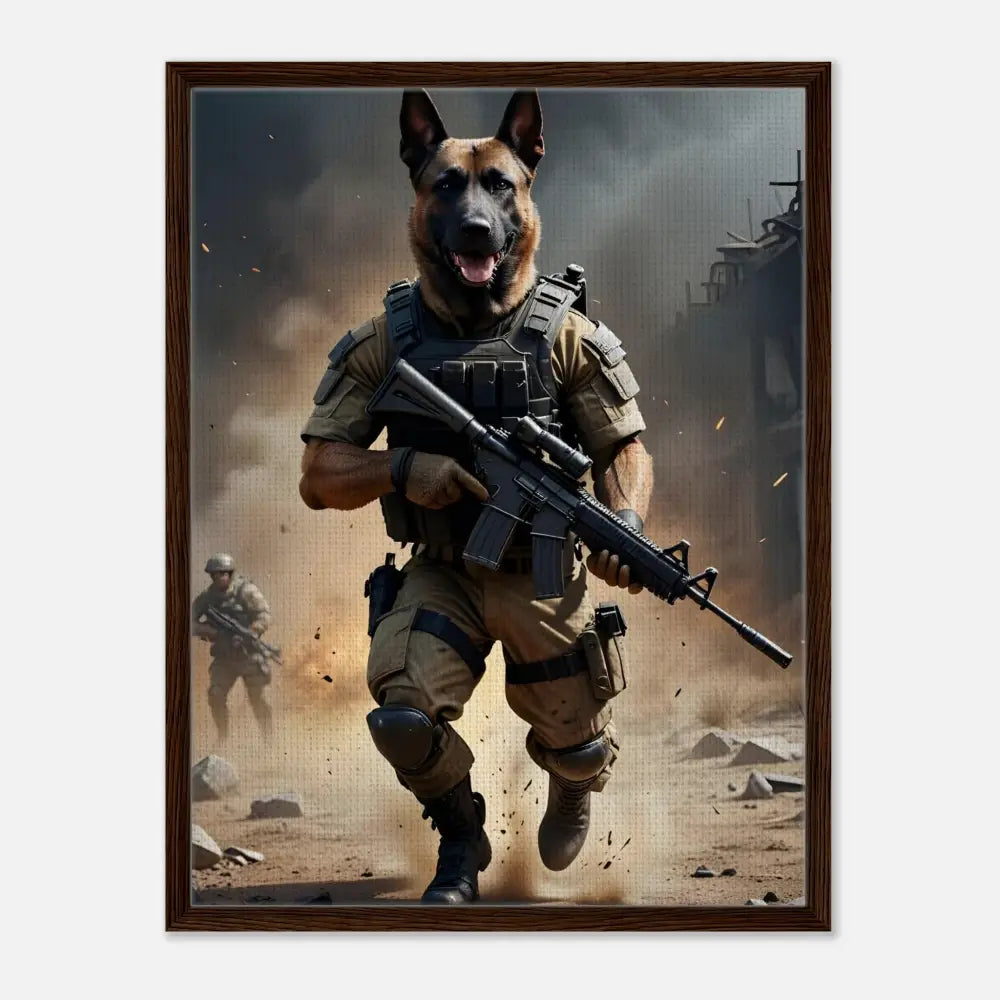 Framed Canvas Battlehound Vanguard anthropomorphic dog soldier artwork for PixiOnyx Urban Elite